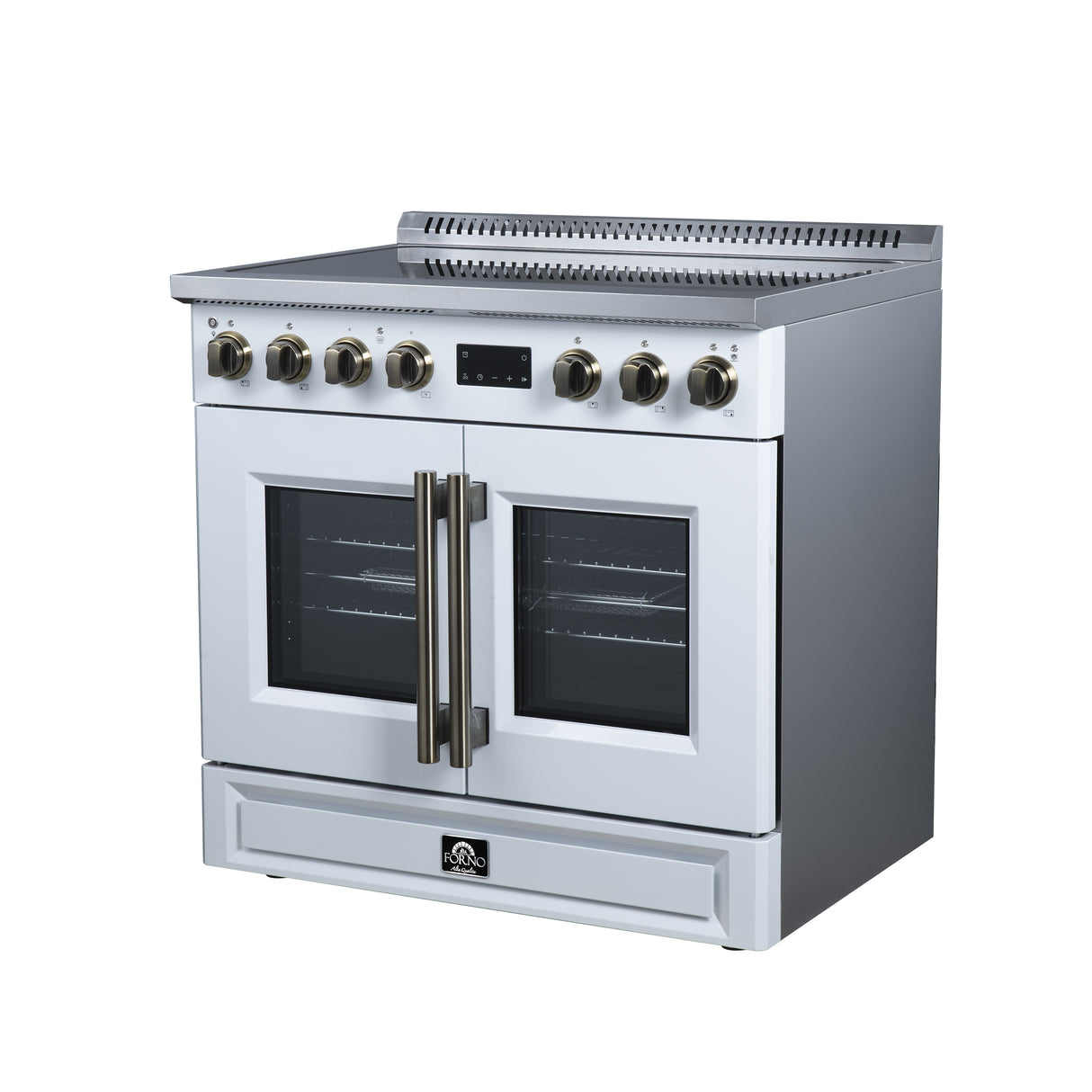 Torino French Door 36 Inch Induction Range with Air Fryer, Air Sous Vide & True Convection, Dual Broiler, White