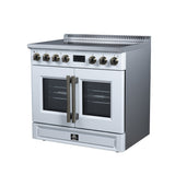 Torino French Door 36 Inch Induction Range with Air Fryer, Air Sous Vide & True Convection, Dual Broiler, White