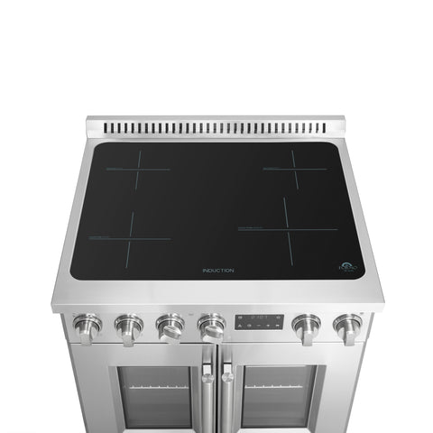 Forno Torino 30 Inch French Door Induction Range with Air Fryer and True Convection Oven