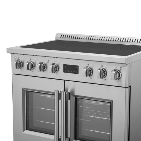 Forno Torino 36 Inch French Door Induction Range with Air Fryer and True Convection Oven