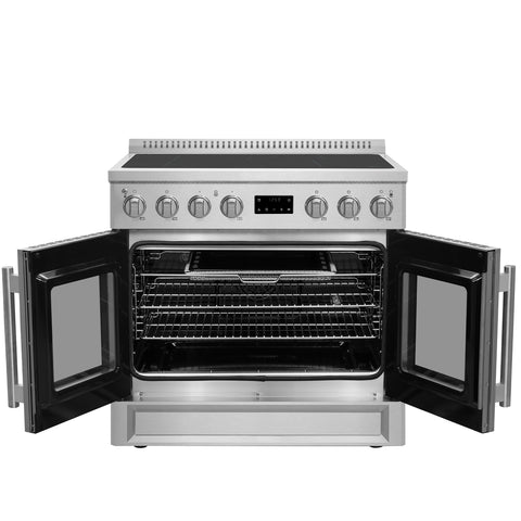 Forno Torino 36 Inch French Door Induction Range with Air Fryer and True Convection Oven