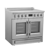 Forno Torino 36 Inch French Door Induction Range with Air Fryer and True Convection Oven