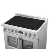 Forno Torino 36 Inch French Door Induction Range with Air Fryer and True Convection Oven