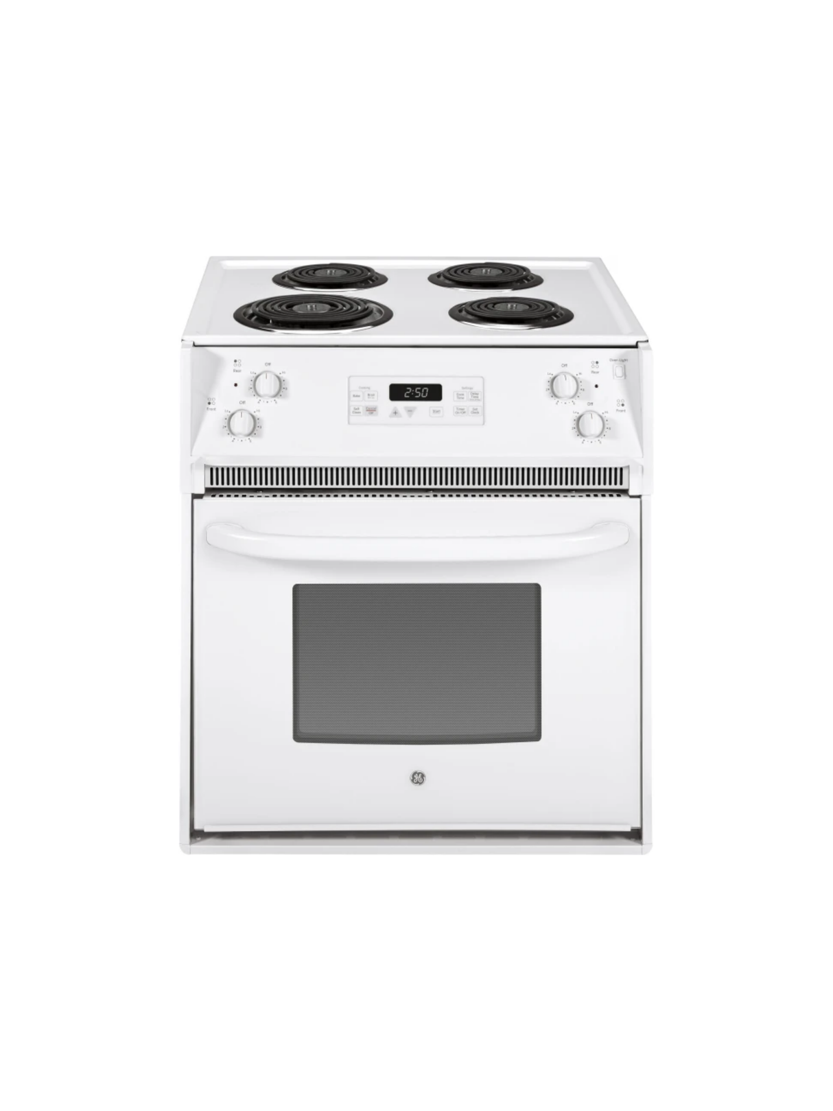 GE - 27 in. 4 Burner Element Drop-In Electric Range with Self-Cleaning Oven in White
