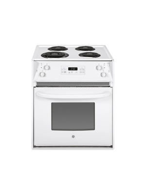GE - 27 in. 4 Burner Element Drop-In Electric Range with Self-Cleaning Oven in White