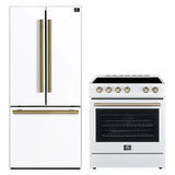 Forno 2-Piece Appliance Package - 30-Inch Electric Range and 30-Inch Refrigerator in White with Stainless Steel Handle (FBDL-003-11US)