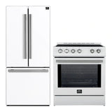 FORNO Premium 2 Pieces Kitchen Bundle - Forno Leonardo Espresso 30-Inch Slide-In White Induction Range,  Forno Gallipoli Espresso 30-Inch White French Door Refrigerator - FBDL-014-10CAUS