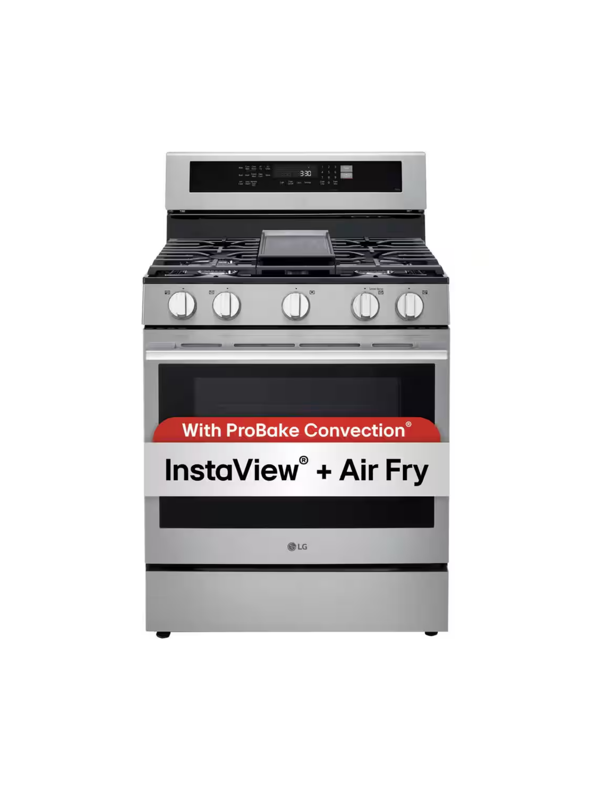 LG - 6.3 cu. ft. Smart True Convection InstaView Gas Range Single Oven with Air Fry in Printproof Stainless Steel