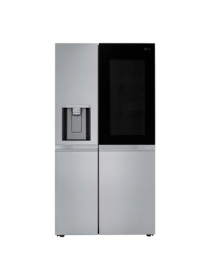 LG - 27 cu. ft. Side-By-Side Refrigerator with Instaview Glass, Craft Ice, and Recessed Handles in PrintProof Stainless Steel