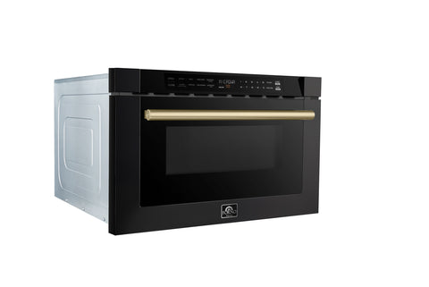 Forno Capoliveri Espresso 24-Inch Microwave Drawer, Black, 1.2 cu.ft, 1500 Watts, Built-In, Touch Control LCD Display, Auto-Touch Open/Close, 11 Power Levels, Sensor Cooking
