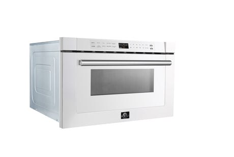 Forno Capoliveri Espresso 24-Inch Microwave Drawer, White, 1.2 cu.ft, 1500 Watts, Built-In, Touch Control LCD Display, Auto-Touch Open/Close, 11 Power Levels, Sensor Cooking