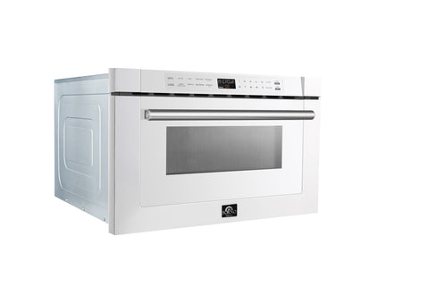 Forno Capoliveri Espresso 24-Inch Microwave Drawer, White, 1.2 cu.ft, 1500 Watts, Built-In, Touch Control LCD Display, Auto-Touch Open/Close, 11 Power Levels, Sensor Cooking