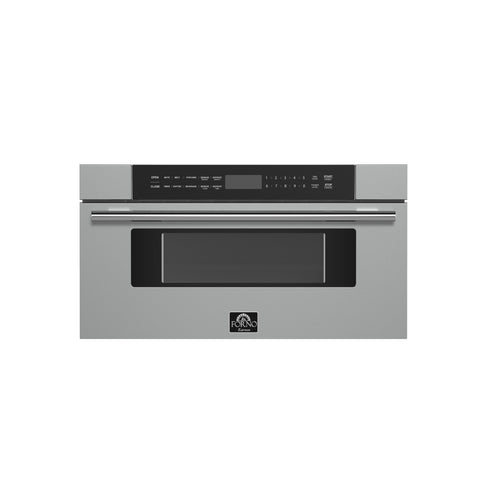 Forno Capoliveri 30-Inch Microwave Drawer, Stainless Steel, 1.2 cu.ft, 1500 Watts, Built-In, Touch Control LCD Display, Auto-Touch Open/Close, 11 Power Levels, Sensor Cooking