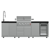 FORNO Bulnes 30-Inch BBQ, 60,000 BTU, 3 Burners with Sear & Rotisserie Infrared Burners, Stainless Steel Outdoor Kitchen with 1.8 cu.ft. Beverage Center & Black Granite Countertops
