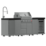 FORNO Bulnes 30-Inch BBQ, 60,000 BTU, 3 Burners with Sear & Rotisserie Infrared Burners, Stainless Steel Outdoor Kitchen with 1.8 cu.ft. Beverage Center & Black Granite Countertops