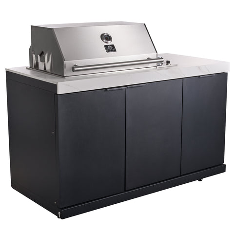 Forno Rimini Outdoor Kitchen: 30" BBQ 62,600 BTU, 4.8 cu.ft. Refrigerators, White Countertops