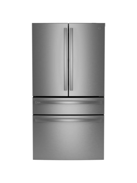 GE Profile - Profile 36 in. 23.3 cu. ft. Smart Counter-Depth Fingerprint Resistant 4-Door French-Door Refrigerator with Door In Door