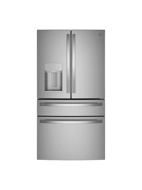 GE Profile - Profile 22.3 cu. ft. Counter Depth Four Door French Door Refrigerator in Stainless Steel with Hands-Free Autofill
