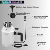 FORNO ACQUA BrightDIAMOND Moonstone 1HP Super Quiet Garbage Disposal Corded with Motion Sensor Cabinet Light & Pre-Wired Air Switch