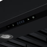 Valente 48" Range Hood in Black with 304 CFM, 3 speeds, Dishwasher safe Baffle filters, LED Lights and Remote Control