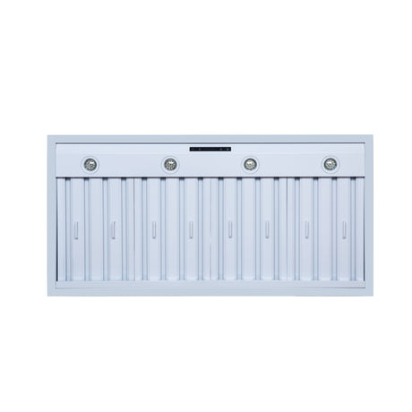 Valente 48" Range Hood in White with 304 CFM, 3 speeds, Dishwasher safe Baffle filters, LED Lights and Remote Control