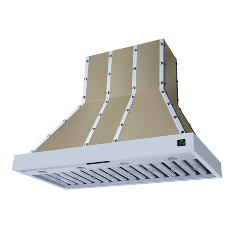 Valente 48" Range Hood in White with 304 CFM, 3 speeds, Dishwasher safe Baffle filters, LED Lights and Remote Control