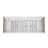 Forno Venezia 48 Inch Wall-Mounted Range Hood in White with Antique Brass Accessories, Touch Controls and Baffle Filters