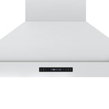 Forno Venezia 48 Inch Wall-Mounted Range Hood in White with Antique Brass Accessories, Touch Controls and Baffle Filters