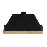 Forno Vittorio 48-Inch Wall Mount Range Hood, Black with Antique Brass Trim, 424 CFM Airflow, Dishwasher-Safe Baffle Filters, Remote Control, 3-Speed Fan, Bright LED Lighting.