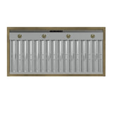 Forno Vittorio 48-Inch Wall Mount Range Hood, Black with Antique Brass Trim, 424 CFM Airflow, Dishwasher-Safe Baffle Filters, Remote Control, 3-Speed Fan, Bright LED Lighting.