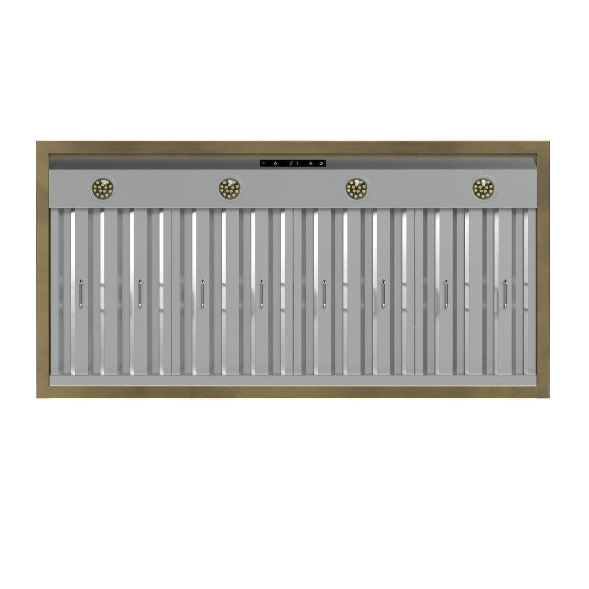 Forno Vittorio 48-Inch Wall Mount Range Hood, White with Antique Brass Trim, 424 CFM Airflow, Dishwasher-Safe Baffle Filters, Remote Control, 3-Speed Fan, Bright LED Lighting