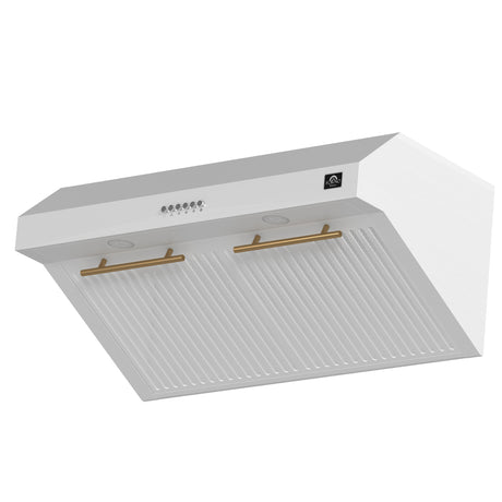 Forno Bari Espresso 30-Inch Under Cabinet Range Hood, White, 600 CFM, LED Lighting, Dishwasher-Safe Baffle Filters, 3-Speed Fan Control