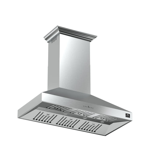 Forno Orvieto 48-Inch Wall Mount Range Hood, LED Lighting, Heavy Duty, Stainless Steel
