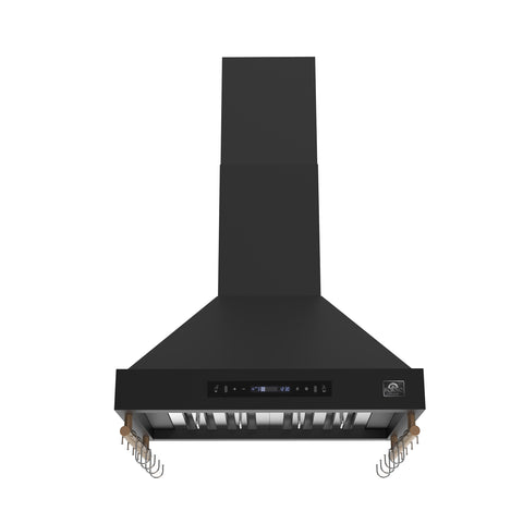 Forno Venezia 30 Inch Wall-Mounted Range Hood in Black with Touch Controls and Baffle Filters