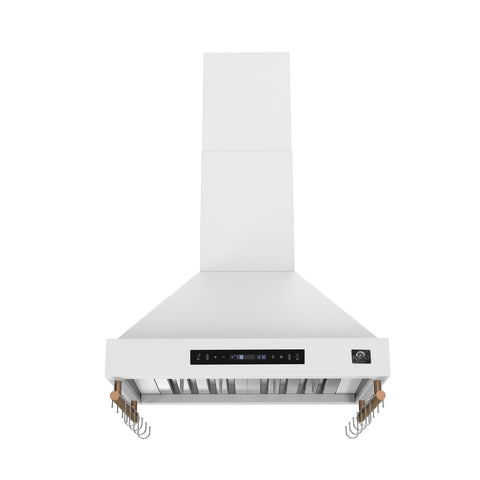 Forno Venezia 30 Inch Wall-Mounted Range Hood in White with Touch Controls and Baffle Filters