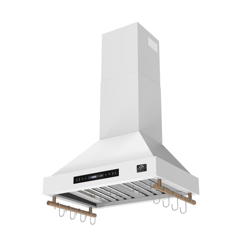 Forno Venezia 30 Inch Wall-Mounted Range Hood in White with Touch Controls and Baffle Filters