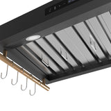 Forno Venezia 36 Inch Wall-Mounted Range Hood in Black with Touch Controls and Baffle Filters