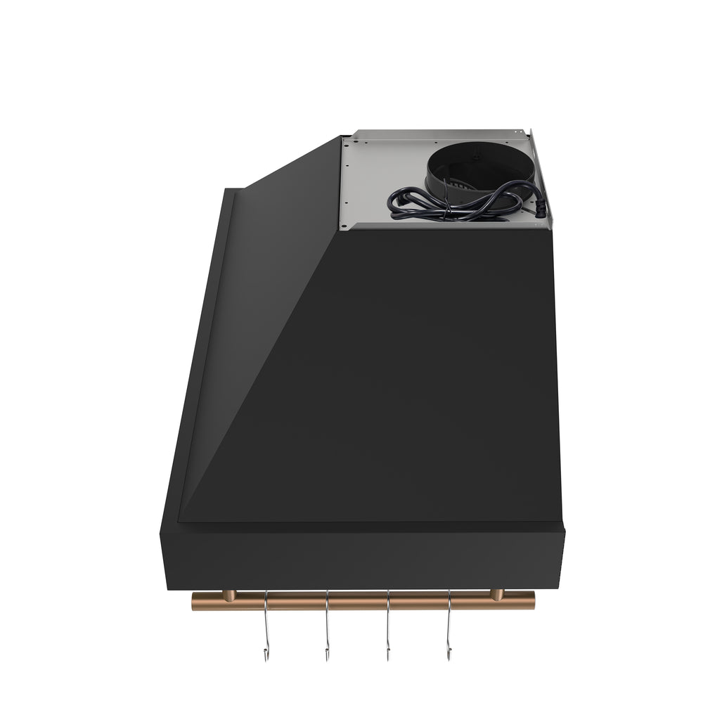 Forno Venezia 36 Inch Wall-Mounted Range Hood in Black with Touch Controls and Baffle Filters