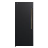 Forno Maderno 28-Inch Convertible Upright Freezer/Refrigerator in Black with Antique Brass Handle, 13.6 cu.ft., Left Swing