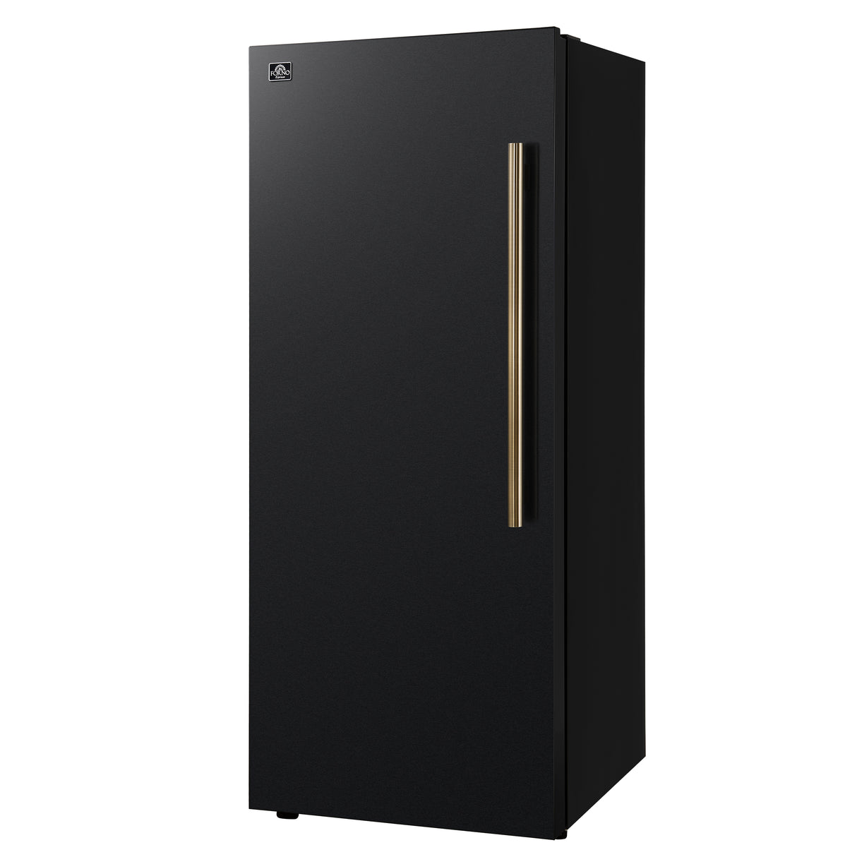 Forno Maderno 28-Inch Convertible Upright Freezer/Refrigerator in Black with Antique Brass Handle, 13.6 cu.ft., Left Swing
