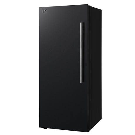 Forno Maderno 28-Inch Convertible Upright Freezer/Refrigerator in Black with Antique Brass Handle, 13.6 cu.ft., Left Swing