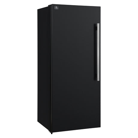 Forno Maderno 28-Inch Convertible Upright Freezer/Refrigerator in Black with Antique Brass Handle, 13.6 cu.ft., Left Swing