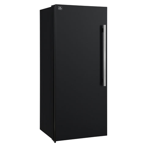 Forno Maderno 28-Inch Convertible Upright Freezer/Refrigerator in Black with Antique Brass Handle, 13.6 cu.ft., Left Swing