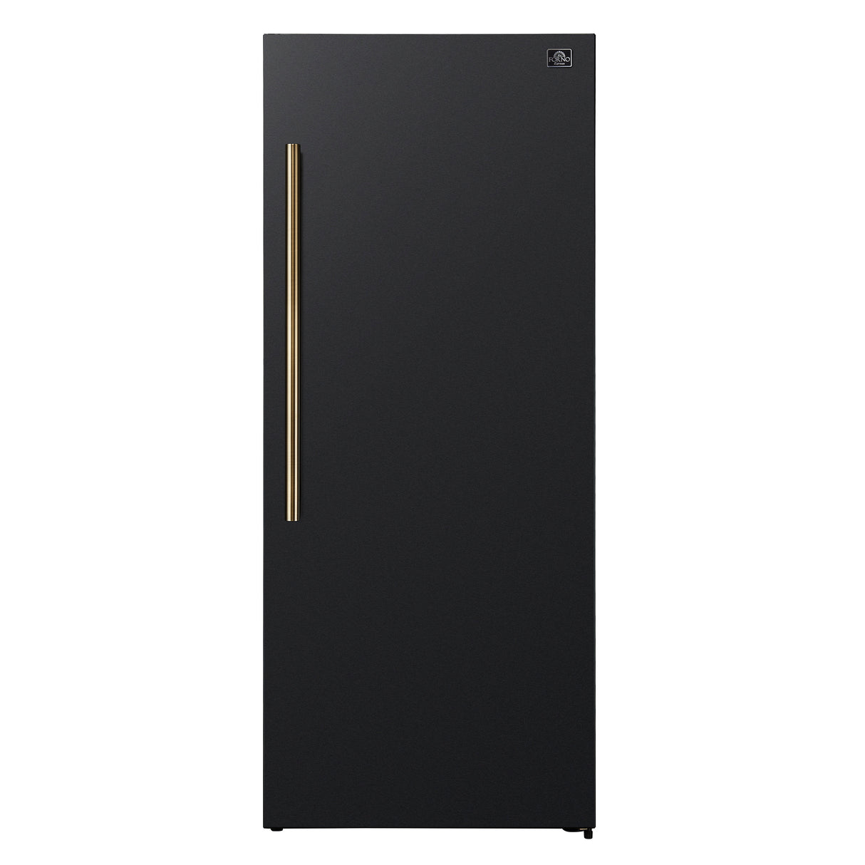 Forno Maderno 28-Inch Convertible Freezer/Refrigerator in Black with Antique Brass Handle, 13.6 cu.ft. Right Swing