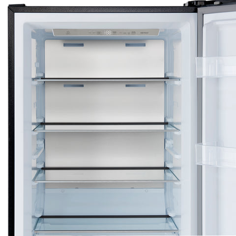 Forno Maderno 28-Inch Convertible Freezer/Refrigerator in Black with Antique Brass Handle, 13.6 cu.ft. Right Swing