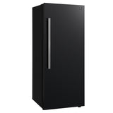 Forno Maderno 28-Inch Convertible Freezer/Refrigerator in Black with Antique Brass Handle, 13.6 cu.ft. Right Swing