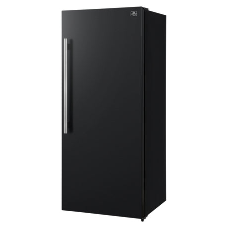 Forno Maderno 28-Inch Convertible Freezer/Refrigerator in Black with Antique Brass Handle, 13.6 cu.ft. Right Swing