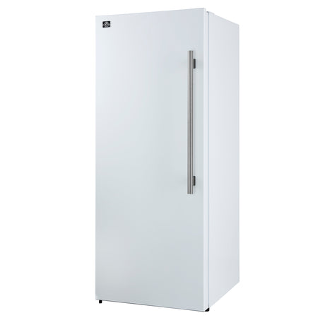 Forno Maderno 28-Inch Convertible Upright Freezer/Refrigerator in White with Antique Brass Handle, 13.6 cu.ft., Left Swing