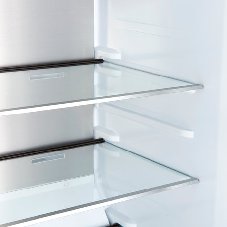 Forno Maderno 28-Inch Convertible Freezer/Refrigerator in Black with Antique Brass Handle, 13.6 cu.ft. Right Swing