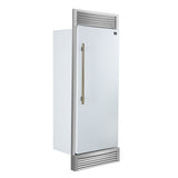 Forno Maderno 28-Inch Built-In Convertible Refrigerator in White with Antique Brass Handle, 13.6 cu.ft. Right Swing with Decorative Trim - 32-Inch Wide